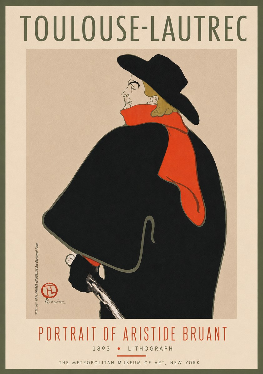 Toulouse-Lautrec Portrait of Aristide Bruant No4 - Affiche