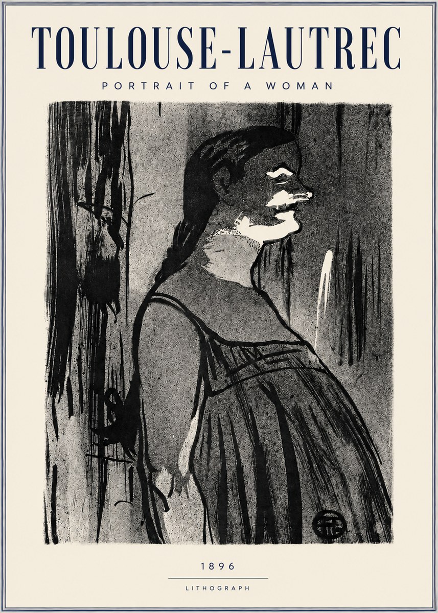 Toulouse-Lautrec Portrait of a Woman III No3 - Affiche