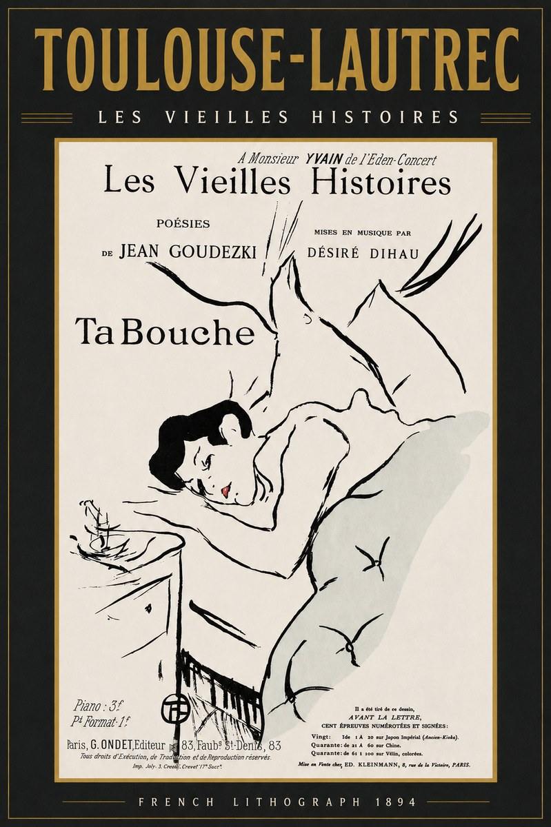 Toulouse-Lautrec Les Vieilles Histoires - Ta Bouche No3 - Affiche
