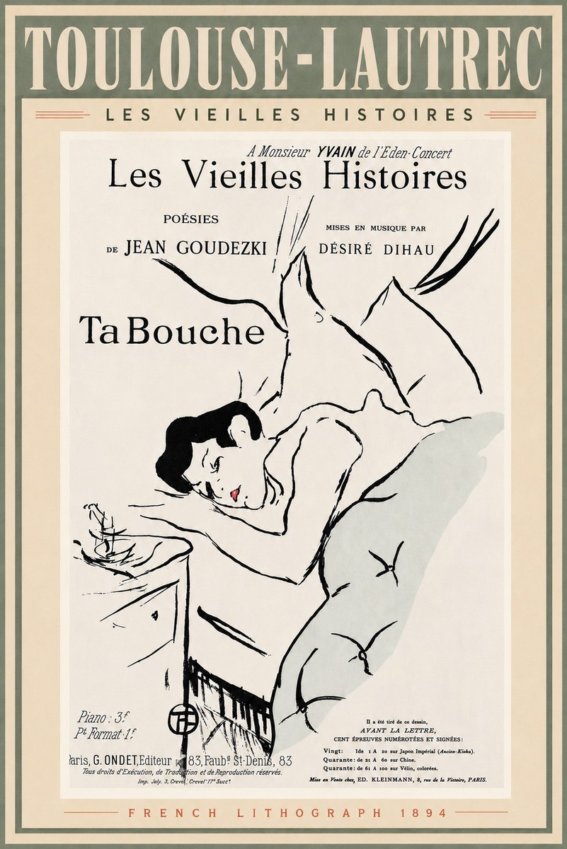 Toulouse-Lautrec Les Vieilles Histoires - Ta Bouche No5 - Affiche