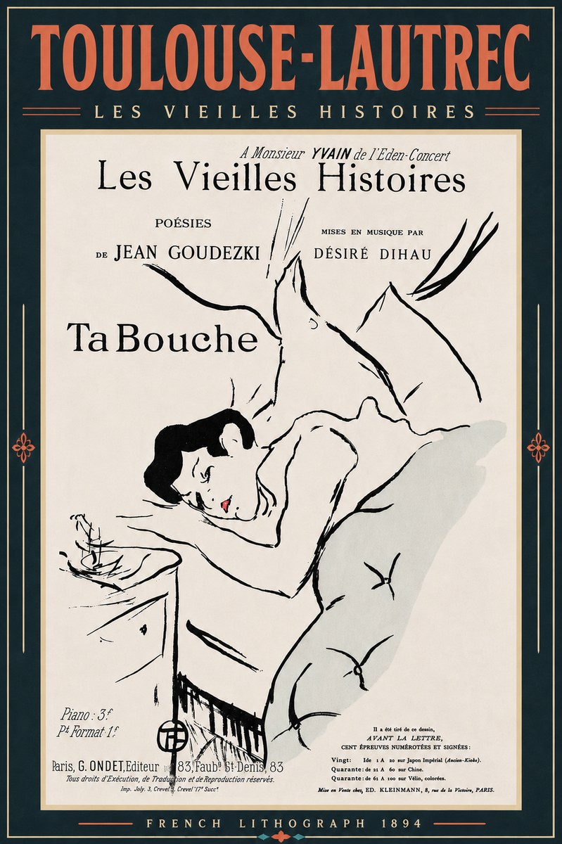Toulouse-Lautrec Les Vieilles Histoires - Ta Bouche No6 - Affiche