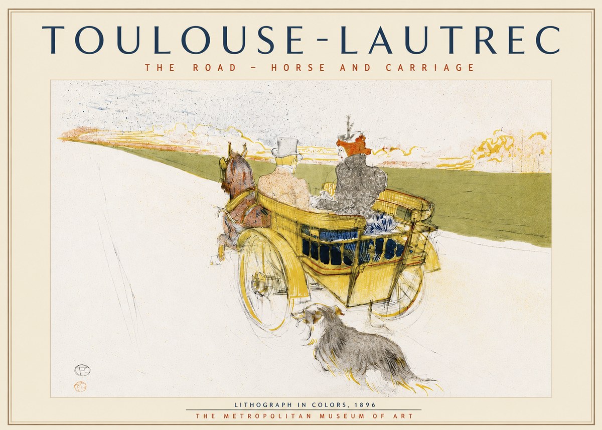 Toulouse-Lautrec The Road - Horse and Carriage No3 - Affiche