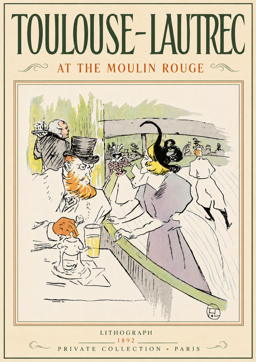 Toulouse-Lautrec At the Moulin Rouge No5 - Affiche