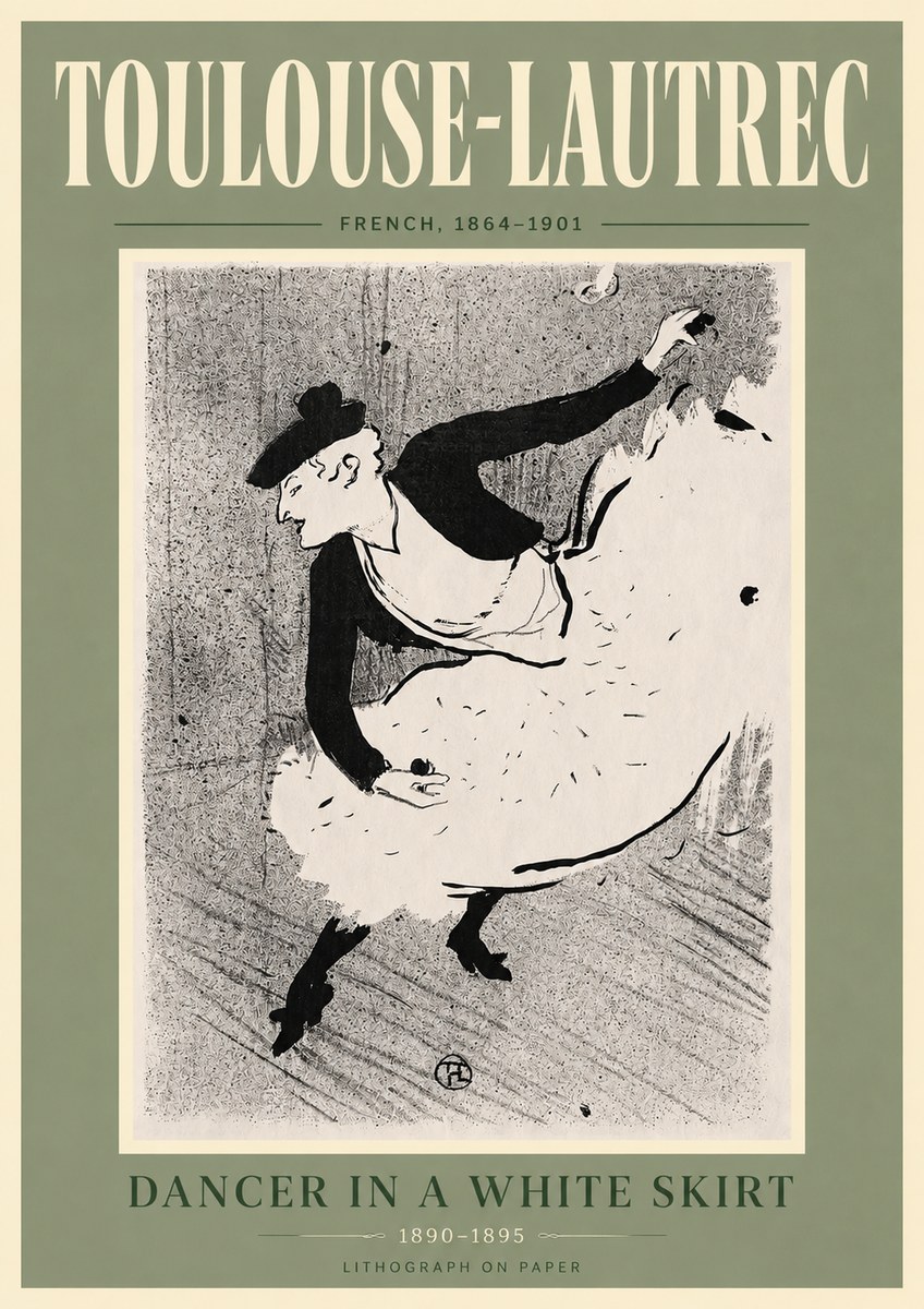 Toulouse-Lautrec Dancer in a White Skirt No6 - Affiche