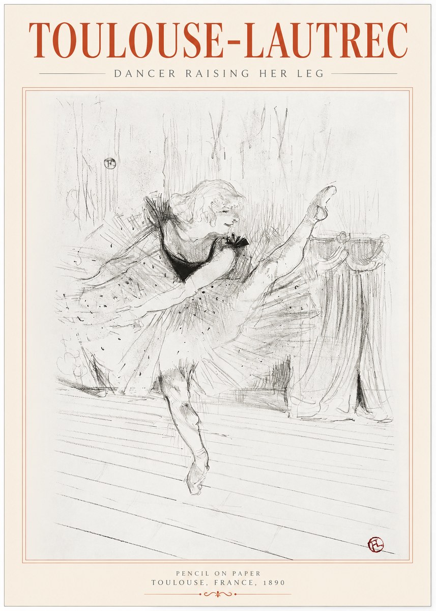 Toulouse-Lautrec Dancer Raising Her Leg No1 - Affiche