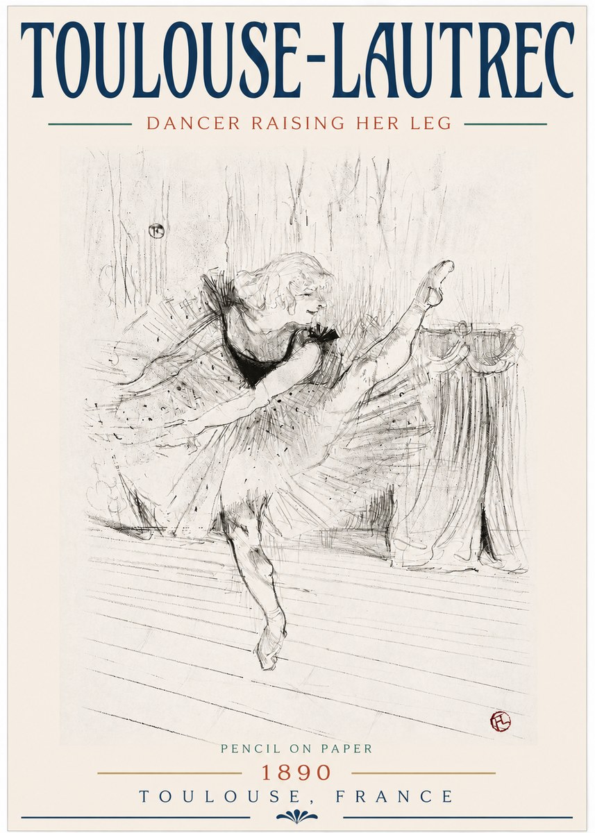 Toulouse-Lautrec Dancer Raising Her Leg No3 - Affiche