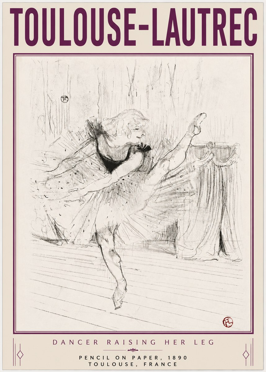 Toulouse-Lautrec Dancer Raising Her Leg No4 - Affiche