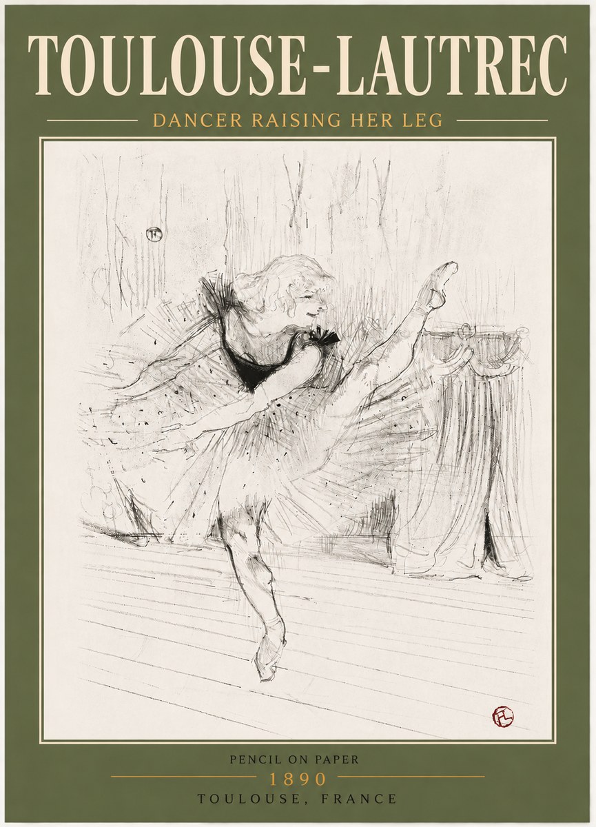 Toulouse-Lautrec Dancer Raising Her Leg No5 - Affiche