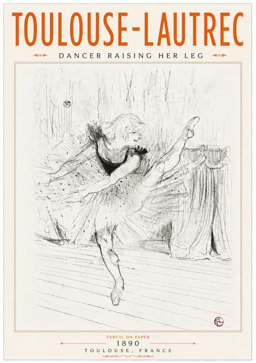 Toulouse-Lautrec Dancer Raising Her Leg No6 - Affiche