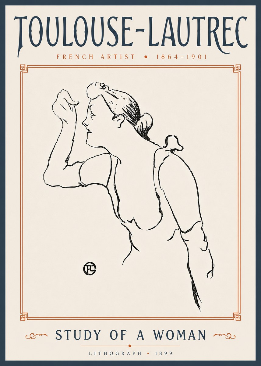 Toulouse-Lautrec Study of a Woman II No6 - Affiche