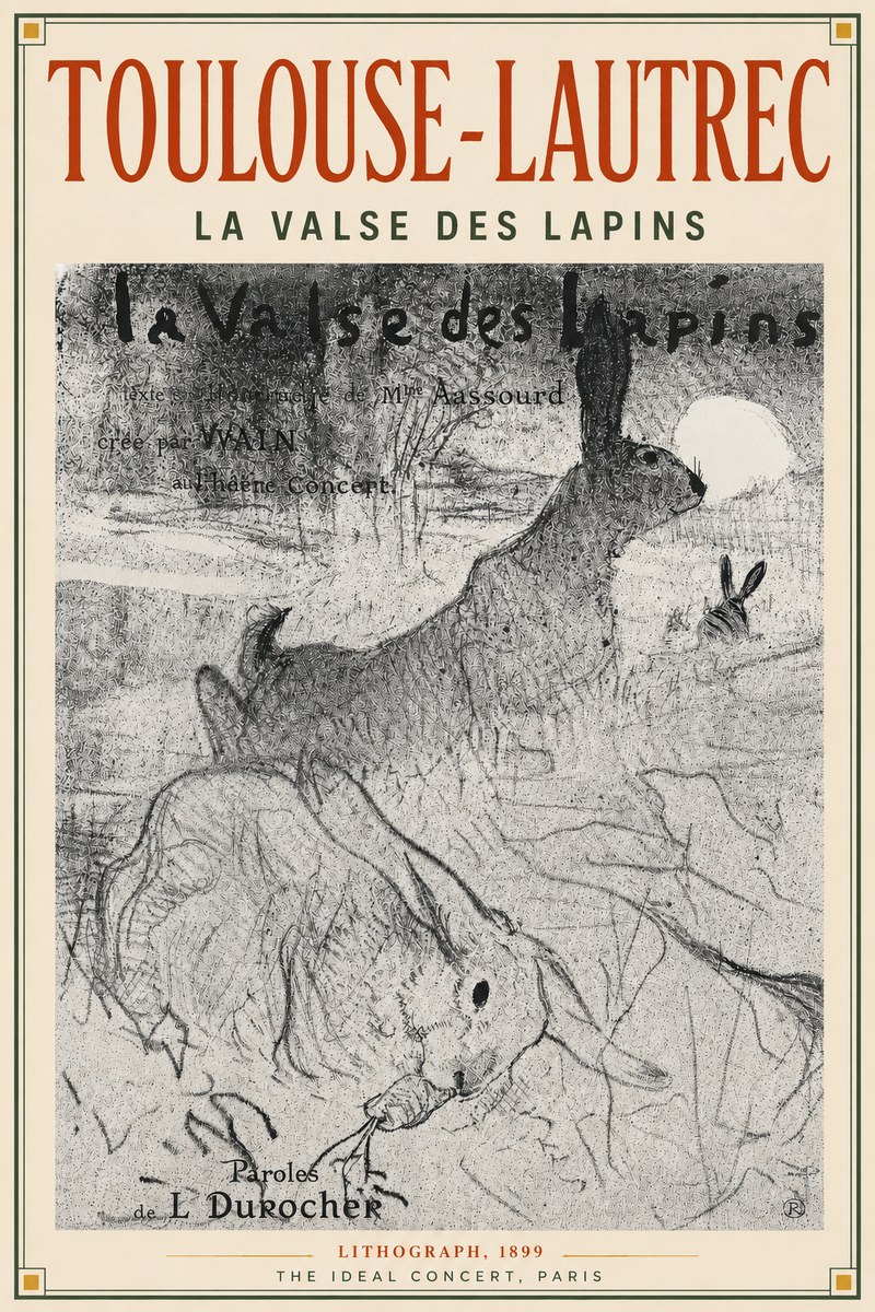 Toulouse-Lautrec La Valse Des Lapins No4 - Affiche