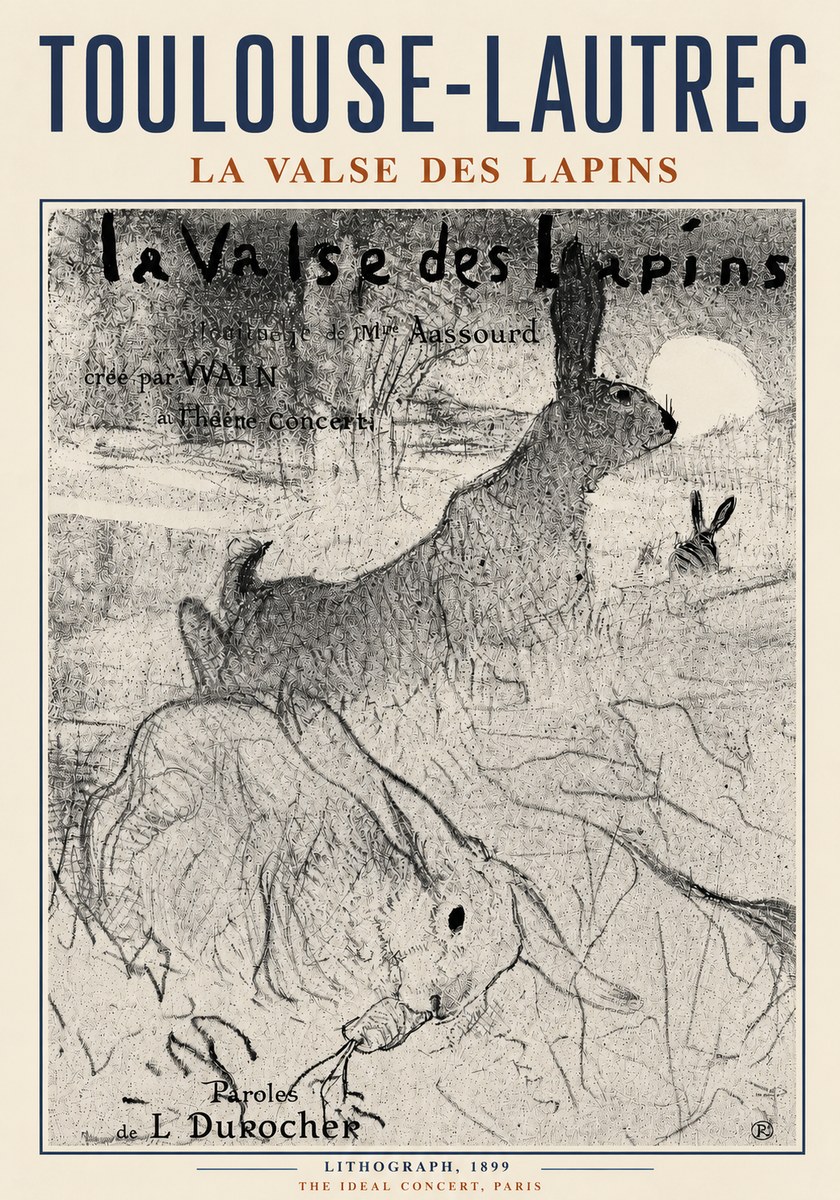 Toulouse-Lautrec La Valse Des Lapins No5 - Affiche