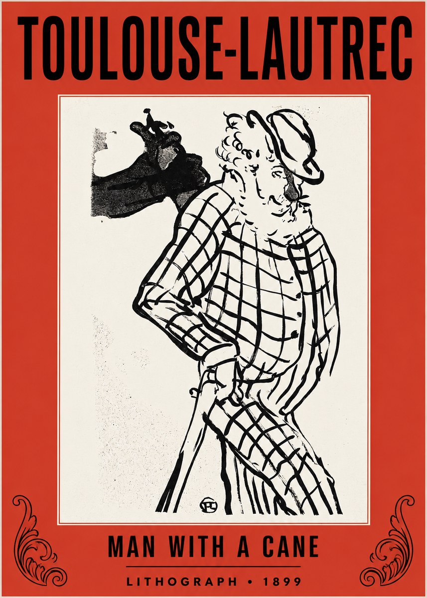 Toulouse-Lautrec Man with a Cane No2 - Affiche