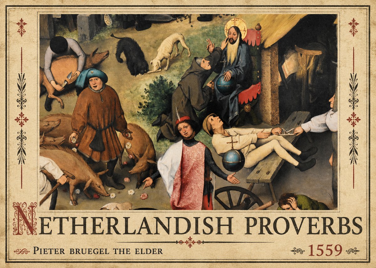 Pieter Bruegel Netherlandish Proverbs IV No2 - Affiche