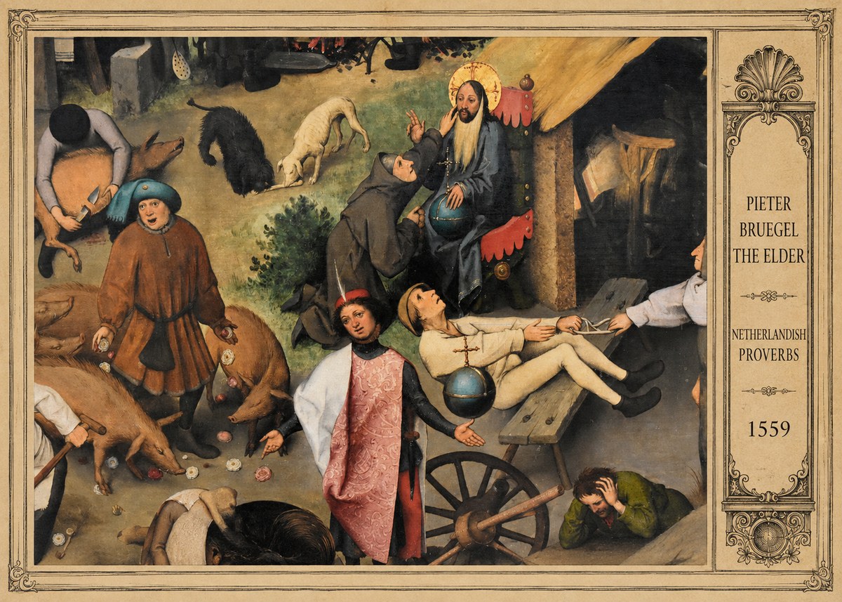 Pieter Bruegel Netherlandish Proverbs IV No3 - Affiche