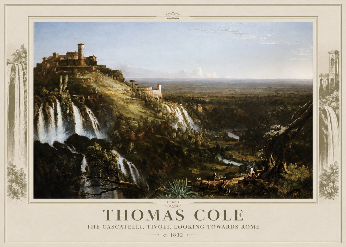 Thomas Cole The Cascatelli, Tivoli, Looking Towards Rome No3 - Affiche