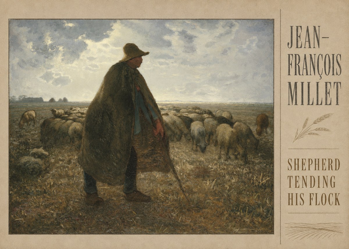 Jean-François Millet Shepherd Tending His Flock No2 - Affiche