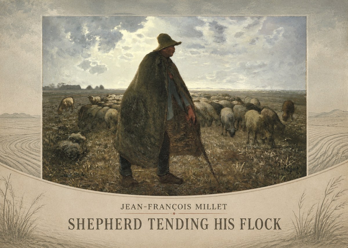 Jean-François Millet Shepherd Tending His Flock No3 - Affiche