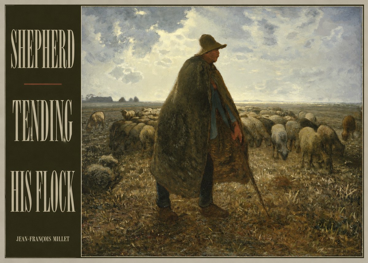 Jean-François Millet Shepherd Tending His Flock No4 - Affiche