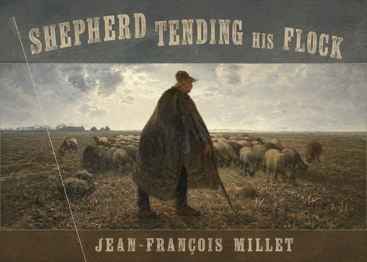 Jean-François Millet Shepherd Tending His Flock No6 - Affiche