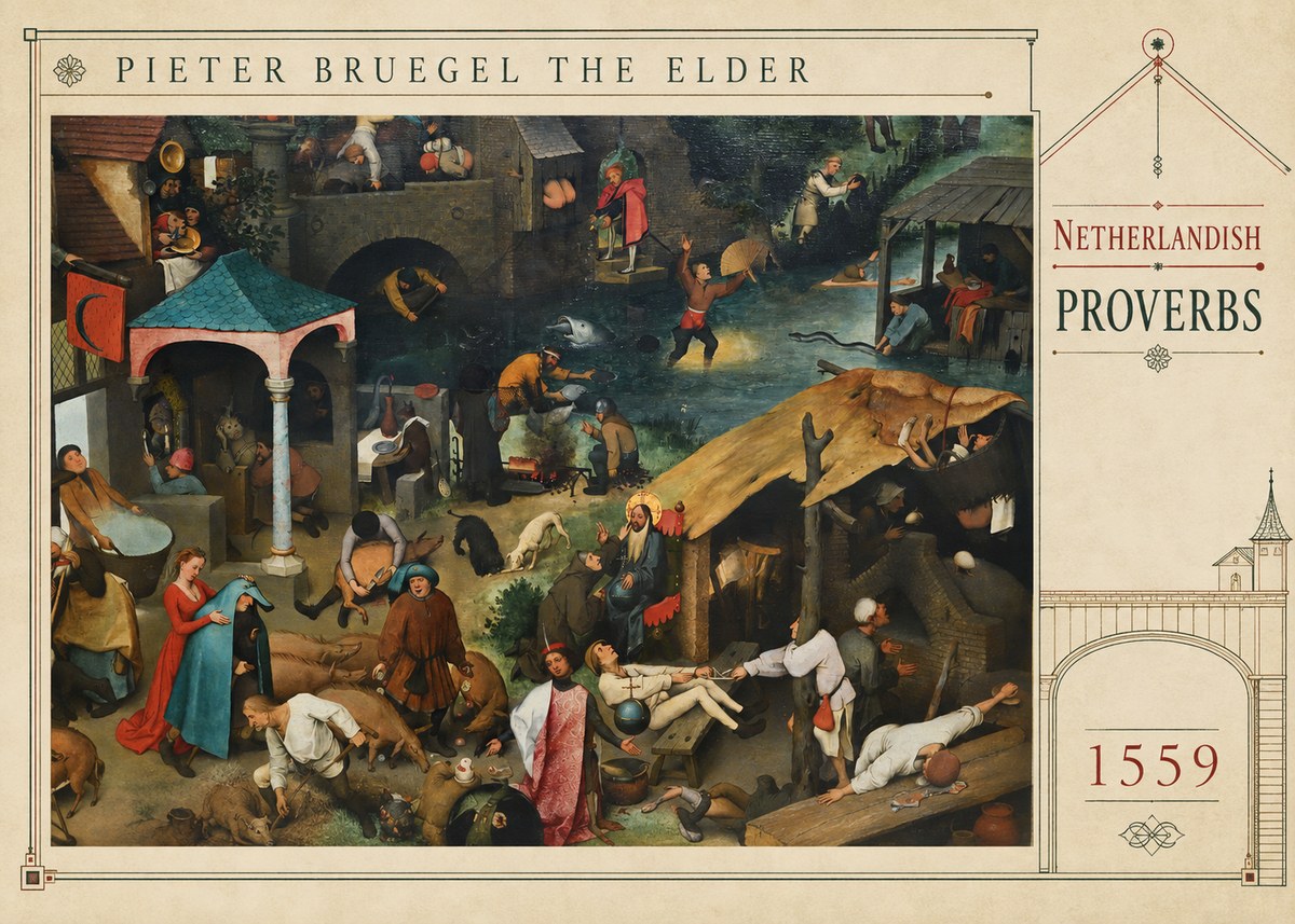 Pieter Bruegel Netherlandish Proverbs V No3 - Affiche