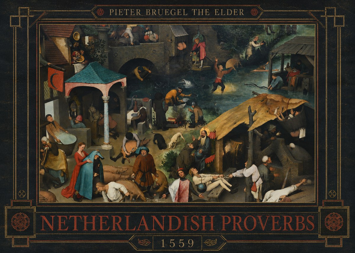 Pieter Bruegel Netherlandish Proverbs V No4 - Affiche