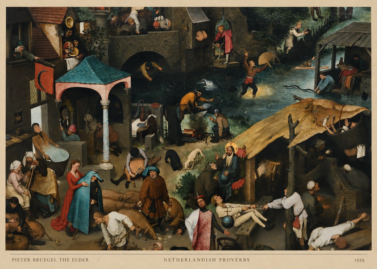 Pieter Bruegel Netherlandish Proverbs V No6 - Affiche