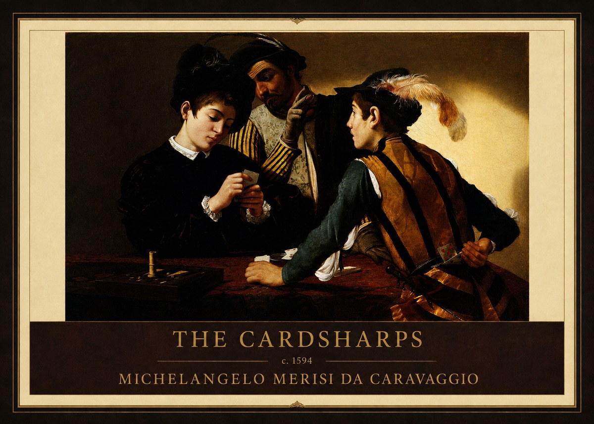 Michelangelo Merisi da Caravaggio The Cardsharps II No1 - Affiche