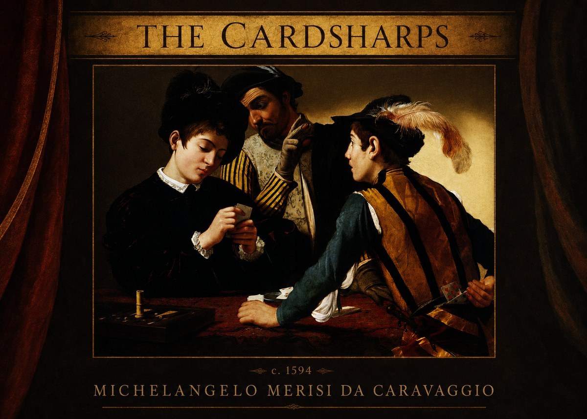 Michelangelo Merisi da Caravaggio The Cardsharps II No3 - Affiche