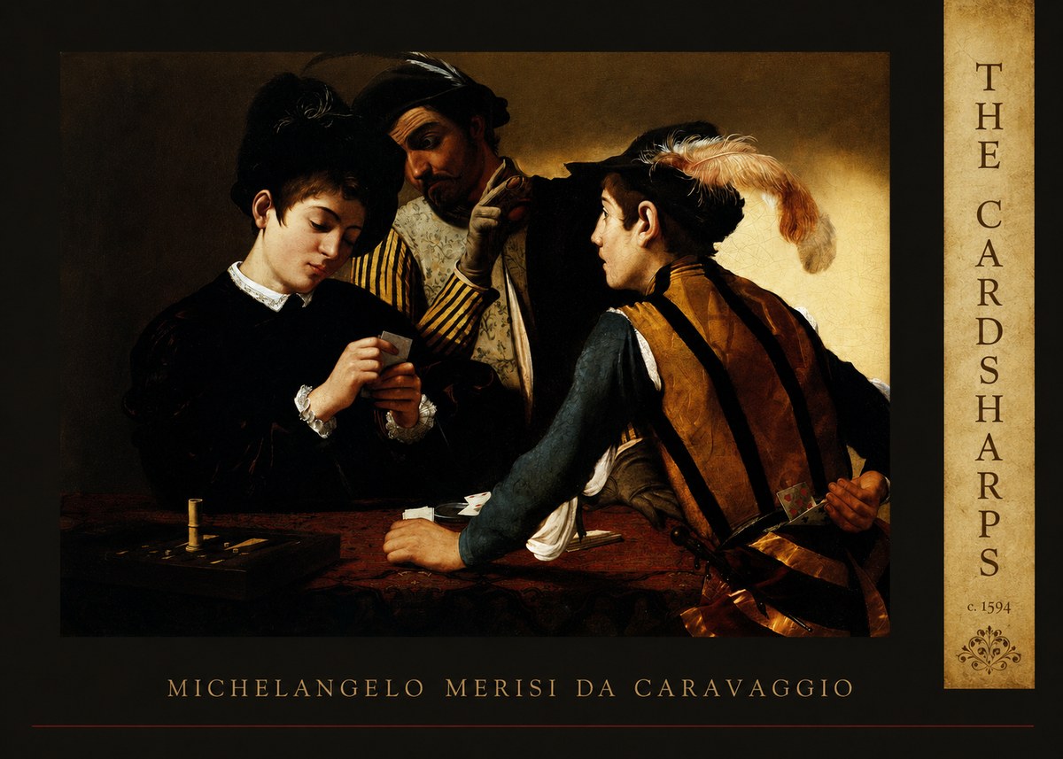 Michelangelo Merisi da Caravaggio The Cardsharps II No5 - Affiche