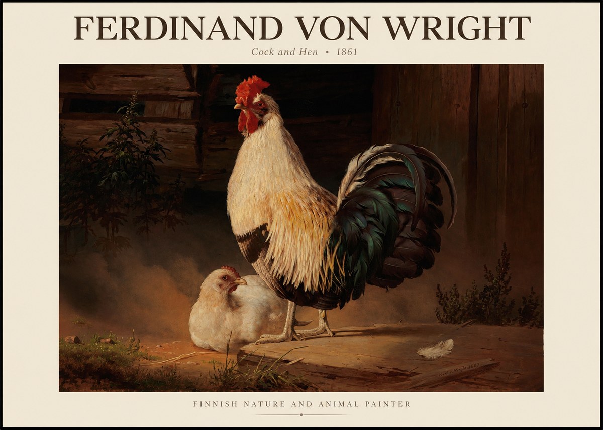 Ferdinand von Wright Cock and Hen No1 - Affiche