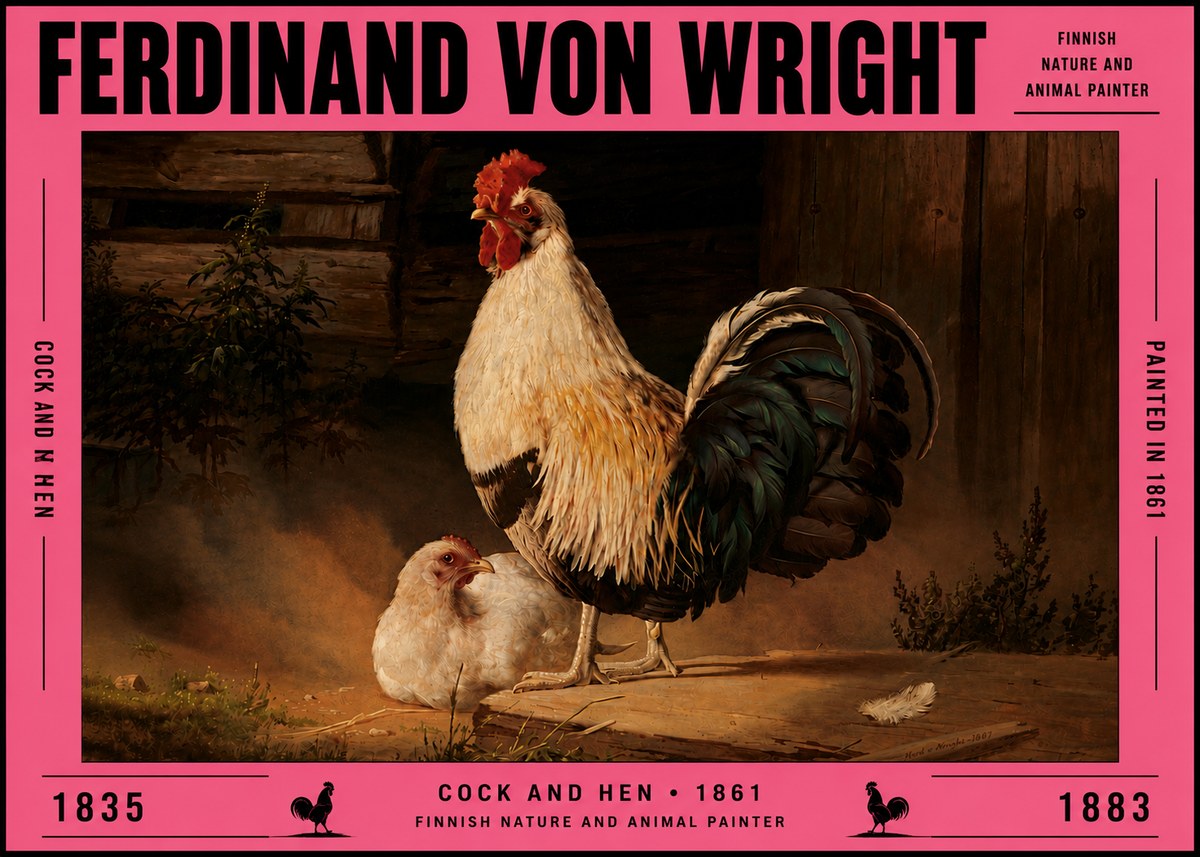 Ferdinand von Wright Cock and Hen No5 - Affiche