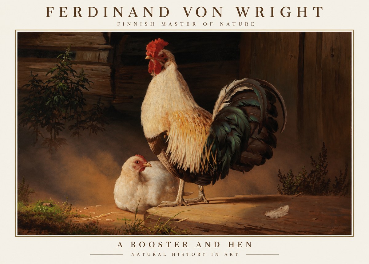 Ferdinand von Wright Cock and Hen No6 - Affiche