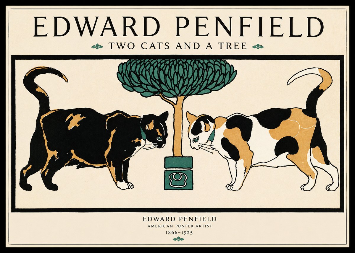 Edward Penfield Two Cats and a Tree No1 - Affiche