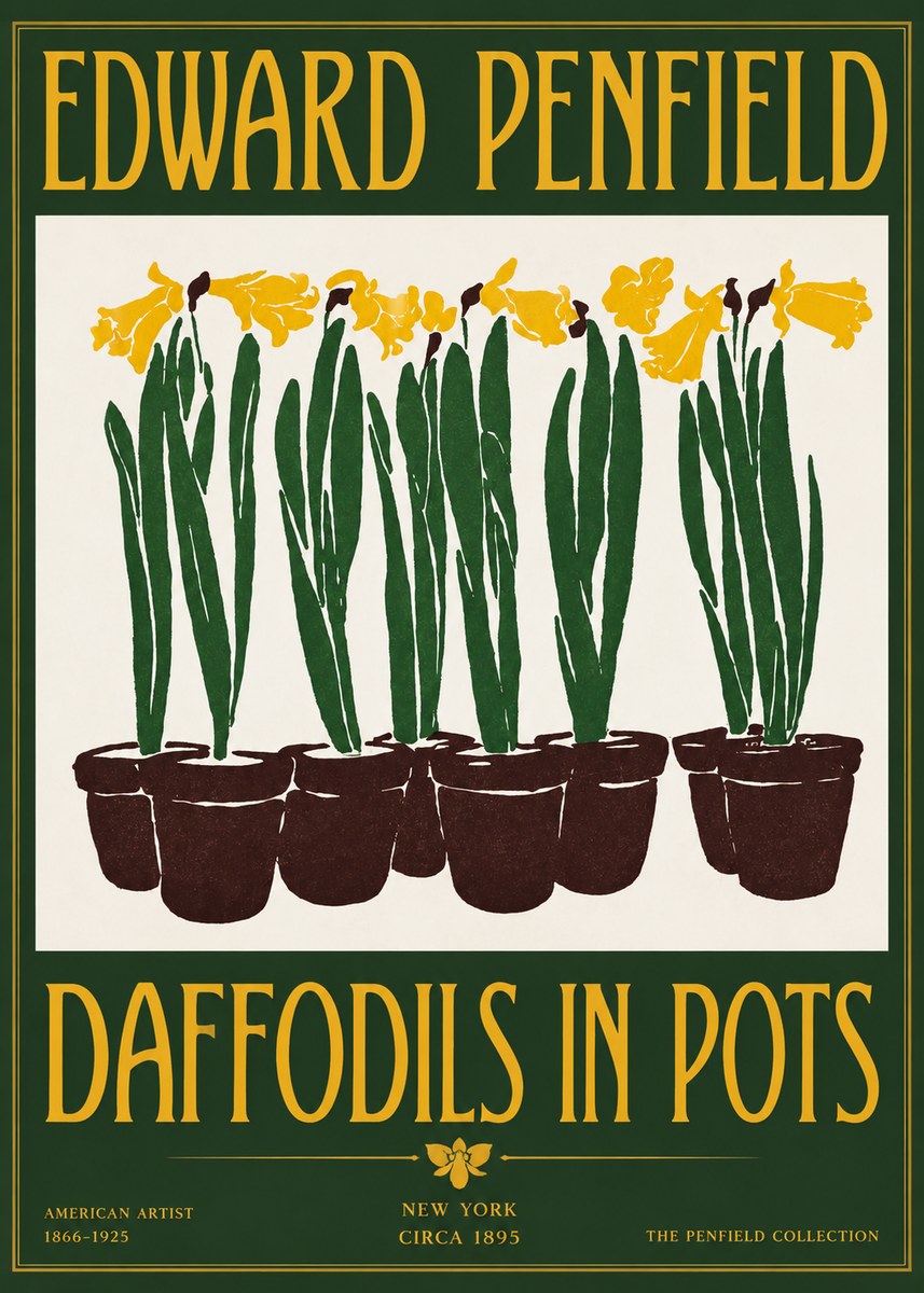 Edward Penfield Daffodils in Pots No2 - Affiche