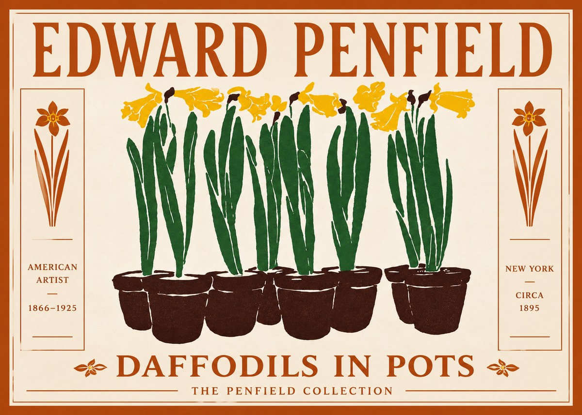 Edward Penfield Daffodils in Pots No5 - Affiche