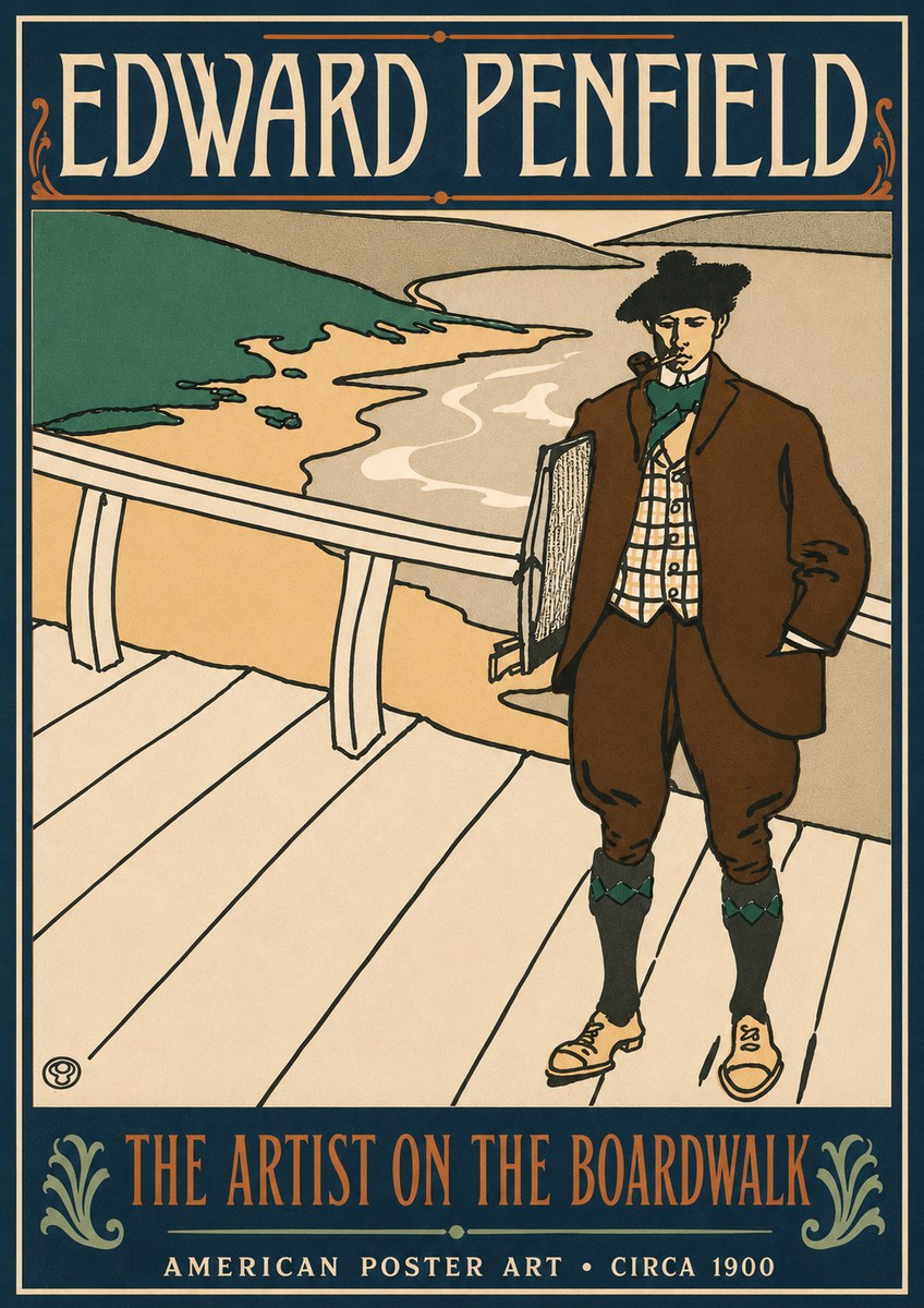 Edward Penfield The Artist on the Boardwalk No5 - Affiche