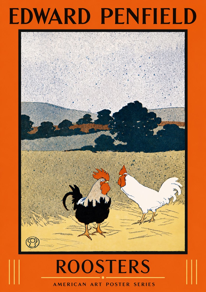Edward Penfield Roosters No2 - Affiche