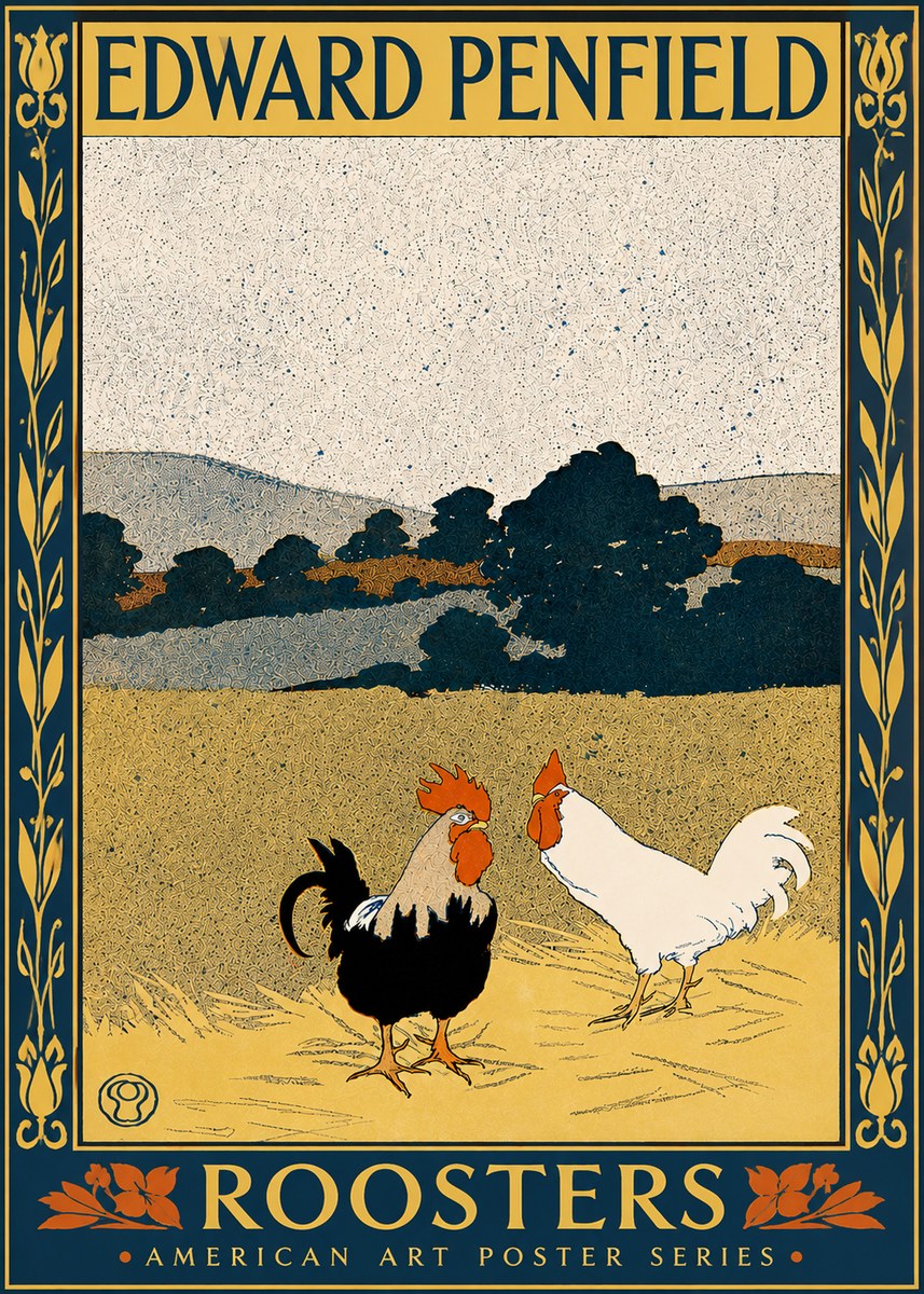 Edward Penfield Roosters No5 - Affiche