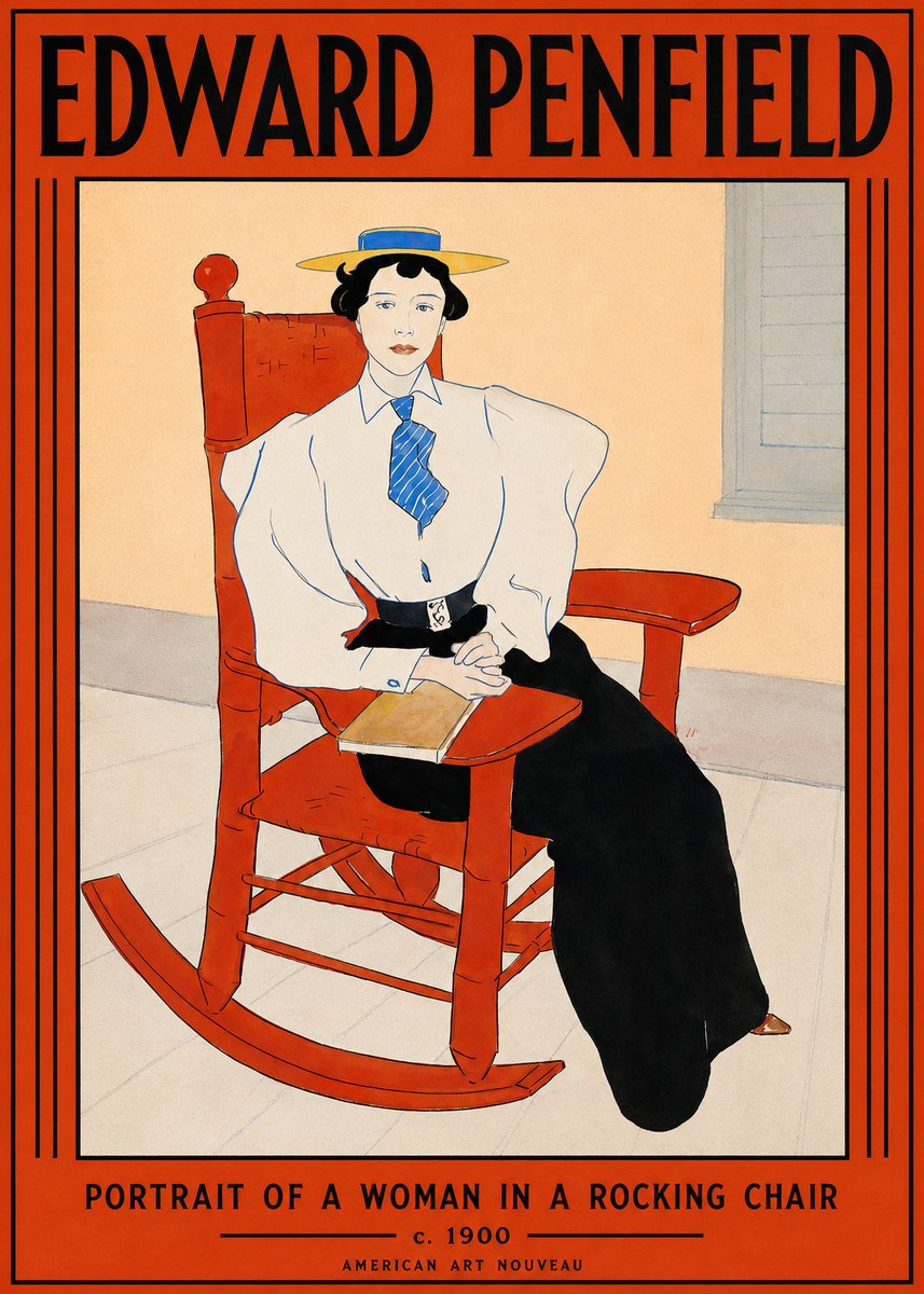 Edward Penfield Portrait of a Woman in a Rocking Chair No2 - Affiche