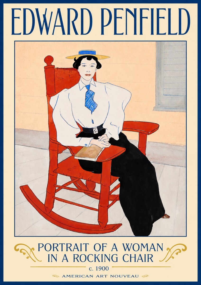 Edward Penfield Portrait of a Woman in a Rocking Chair No3 - Affiche