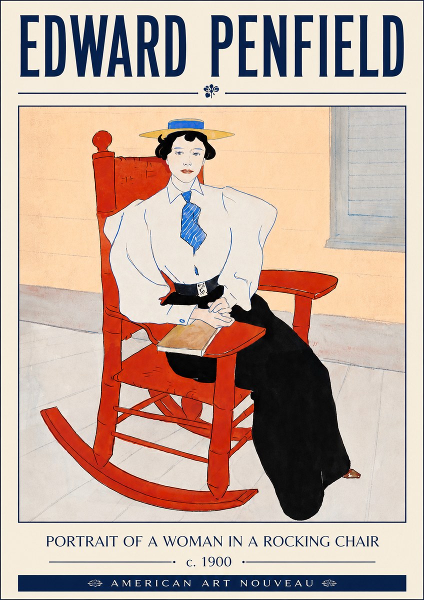 Edward Penfield Portrait of a Woman in a Rocking Chair No4 - Affiche