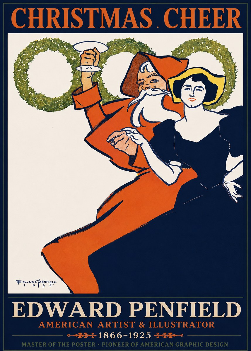 Edward Penfield Christmas. Cheer No1 - Affiche