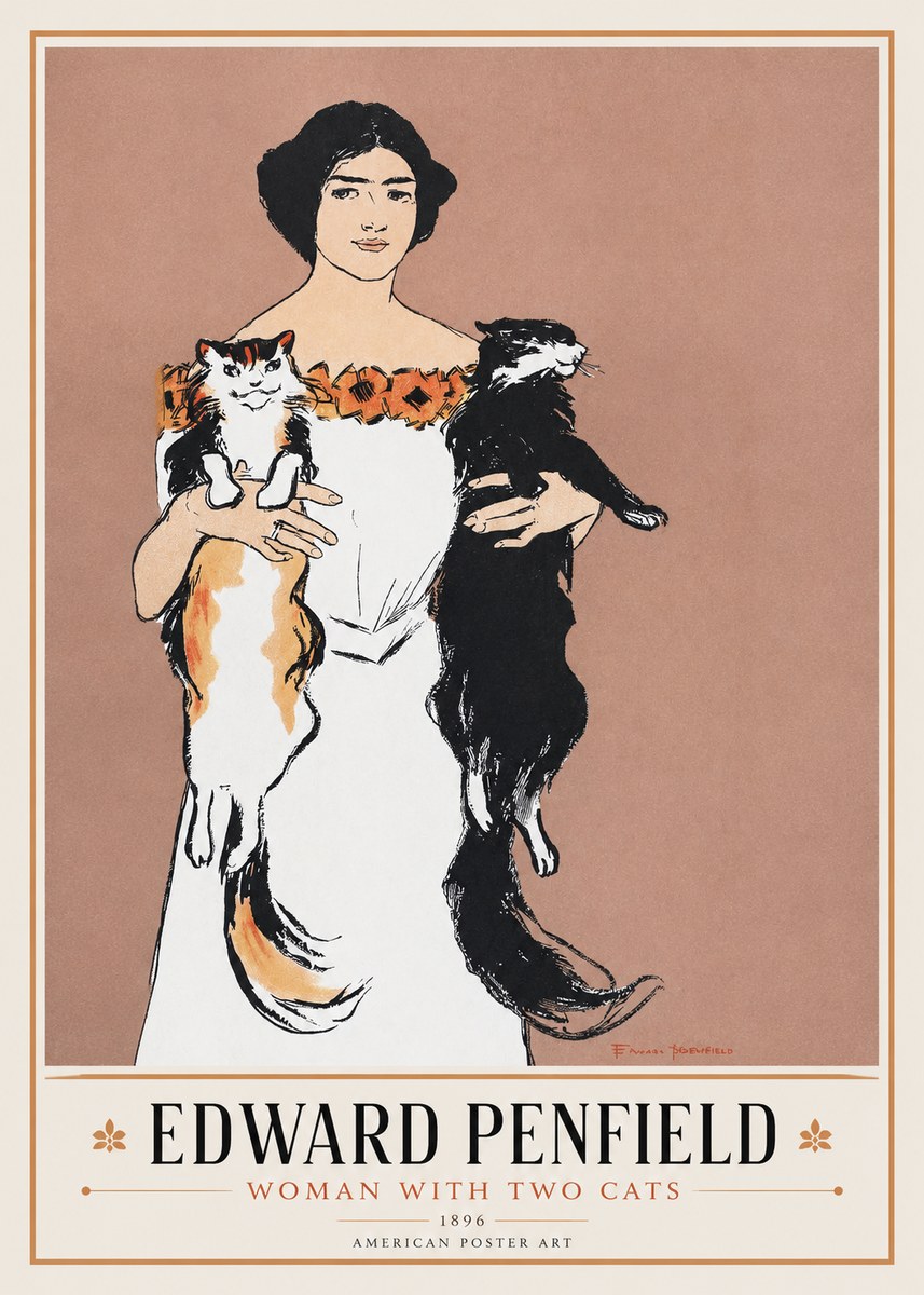 Edward Penfield Woman with Two Cats No1 - Affiche