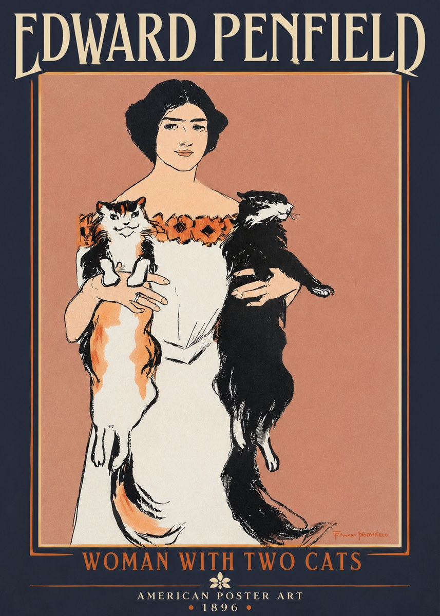 Edward Penfield Woman with Two Cats No2 - Affiche