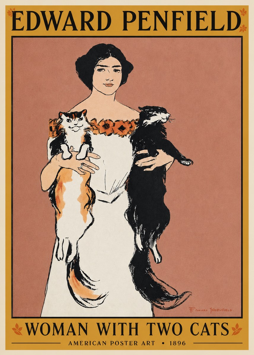 Edward Penfield Woman with Two Cats No3 - Affiche