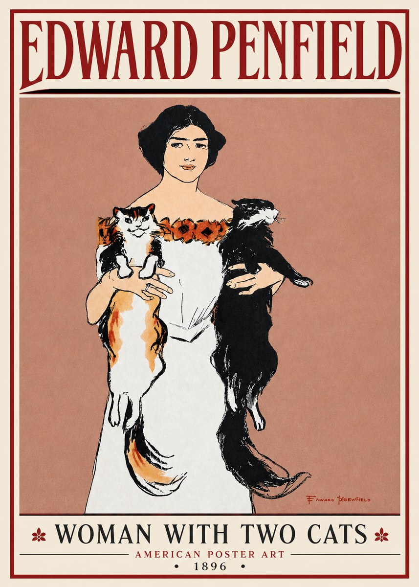 Edward Penfield Woman with Two Cats No4 - Affiche