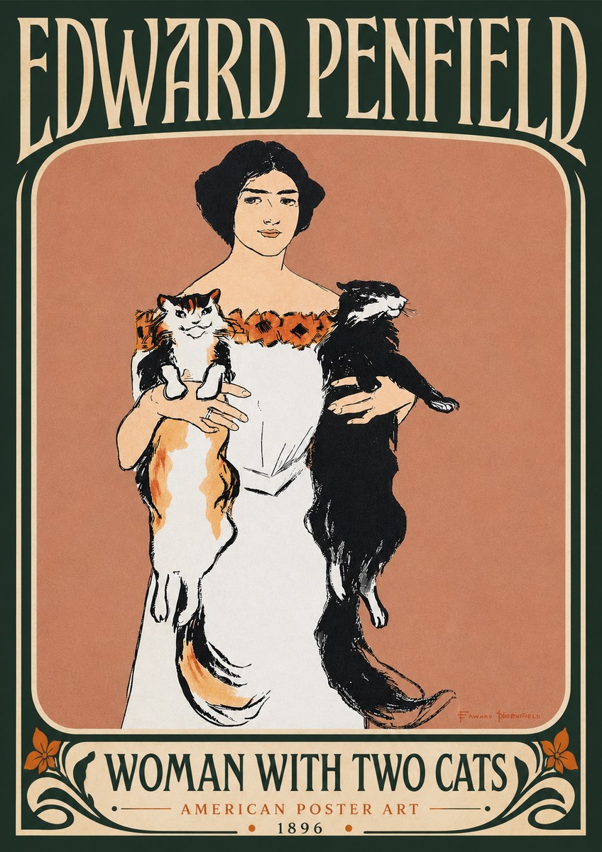 Edward Penfield Woman with Two Cats No5 - Affiche
