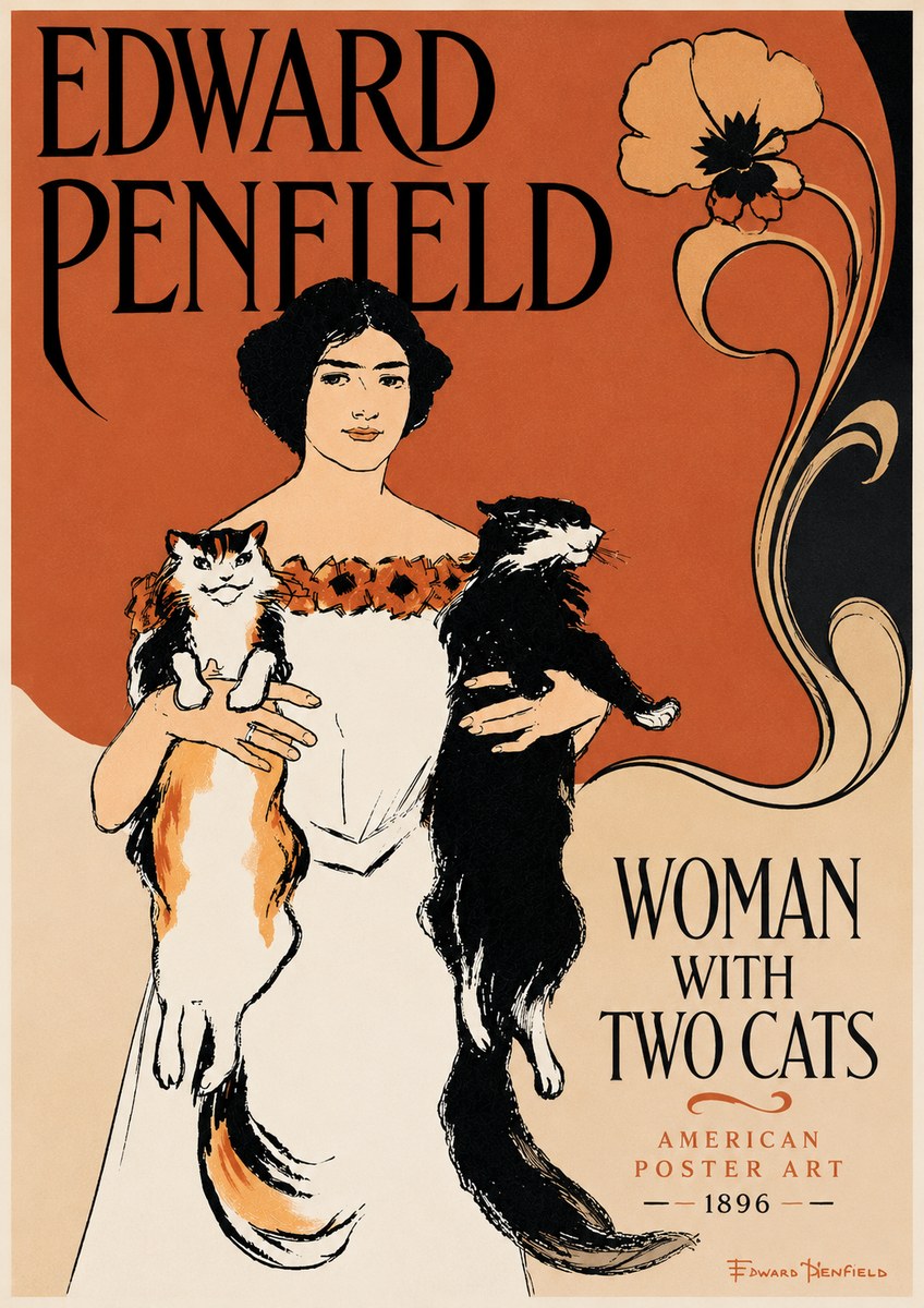 Edward Penfield Woman with Two Cats No6 - Affiche
