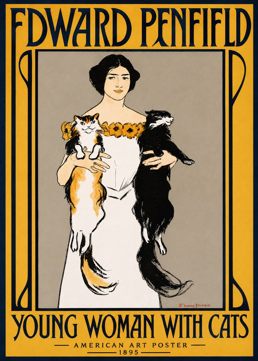 Edward Penfield Young Woman with Cats No2 - Affiche